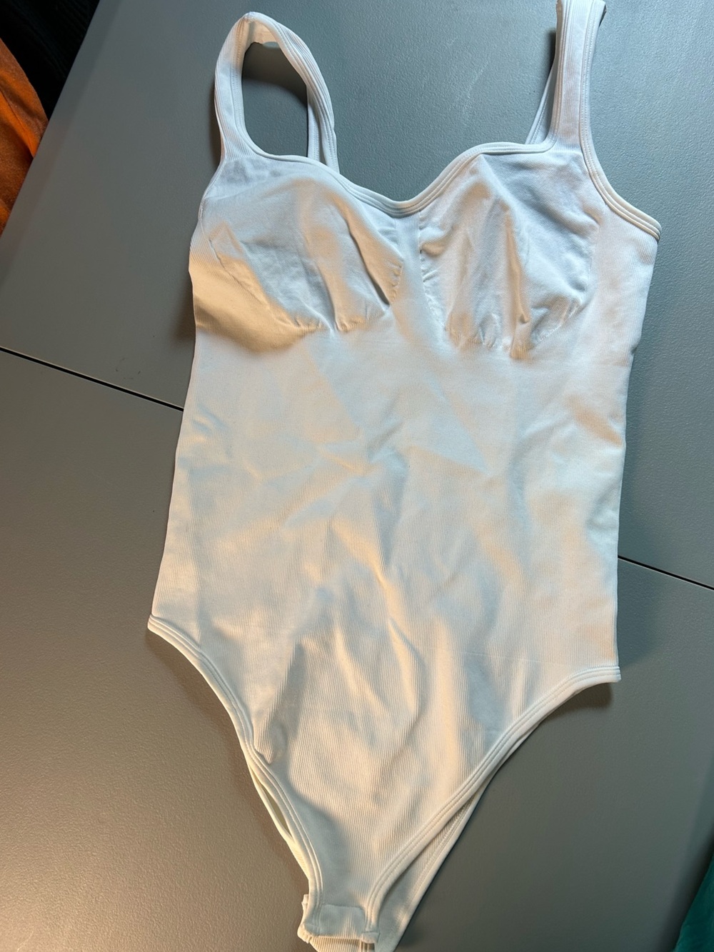 White Ribbed Tank Bodysuit
